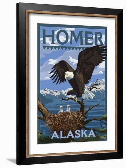 Bald Eagle and Eaglets - Homer, Alaska-Lantern Press-Framed Art Print