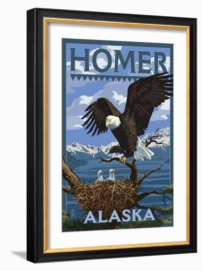 Bald Eagle and Eaglets - Homer, Alaska-Lantern Press-Framed Art Print