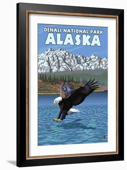 Bald Eagle Diving, Denali National Park, Alaska-Lantern Press-Framed Art Print