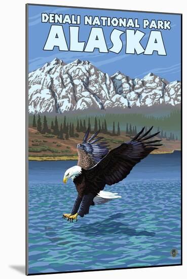 Bald Eagle Diving, Denali National Park, Alaska-Lantern Press-Mounted Art Print