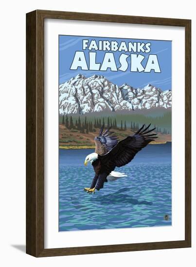 Bald Eagle Diving, Fairbanks, Alaska-Lantern Press-Framed Art Print