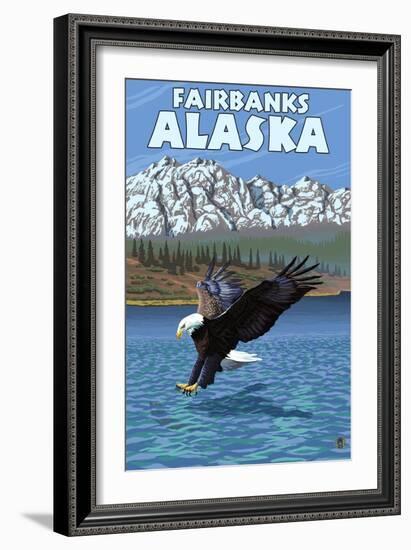 Bald Eagle Diving, Fairbanks, Alaska-Lantern Press-Framed Art Print