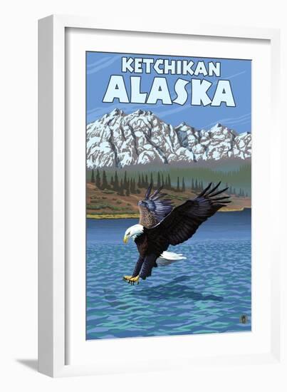 Bald Eagle Diving, Ketchikan, Alaska-Lantern Press-Framed Art Print