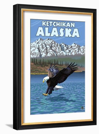 Bald Eagle Diving, Ketchikan, Alaska-Lantern Press-Framed Art Print