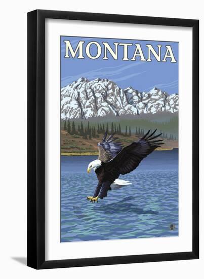 Bald Eagle Diving, Montana-Lantern Press-Framed Art Print