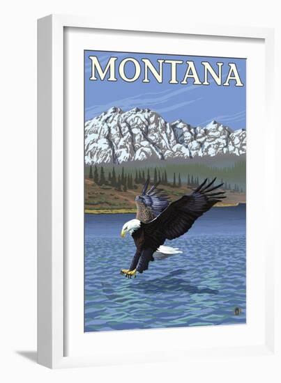 Bald Eagle Diving, Montana-Lantern Press-Framed Art Print