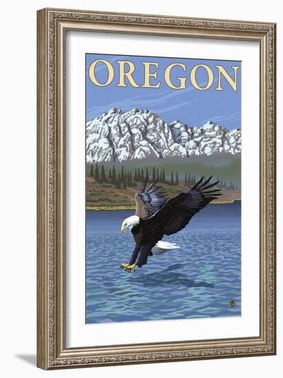 Bald Eagle Diving, Oregon-Lantern Press-Framed Art Print