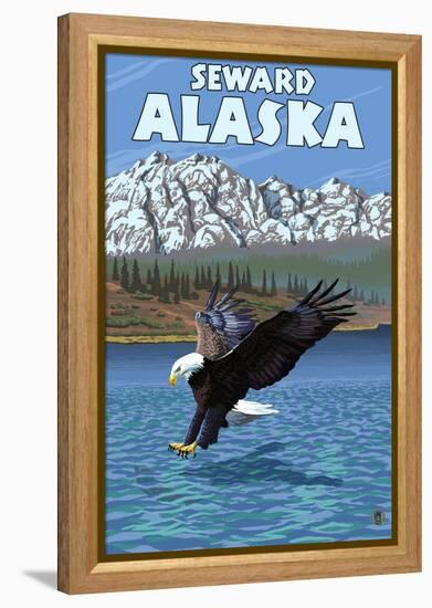 Bald Eagle Diving, Seward, Alaska-Lantern Press-Framed Stretched Canvas