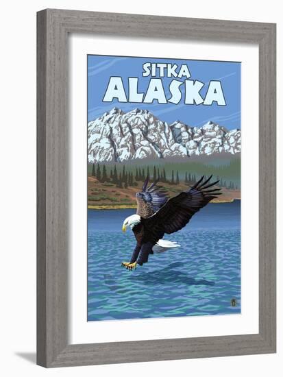 Bald Eagle Diving, Sitka, Alaska-Lantern Press-Framed Art Print