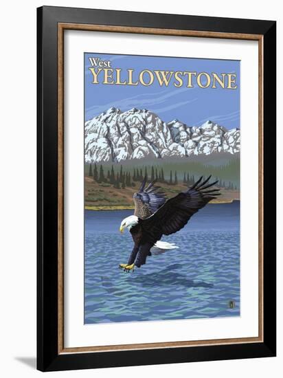 Bald Eagle Diving, West Yellowstone, Montana-Lantern Press-Framed Art Print