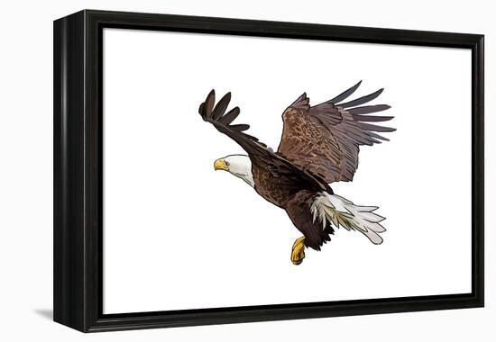 Bald Eagle Landing - Icon-Lantern Press-Framed Stretched Canvas