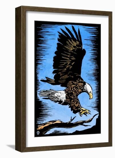 Bald Eagle - Scratchboard-Lantern Press-Framed Art Print