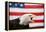 Bald Eagle Squawking with American Flag-W. Perry Conway-Framed Premier Image Canvas