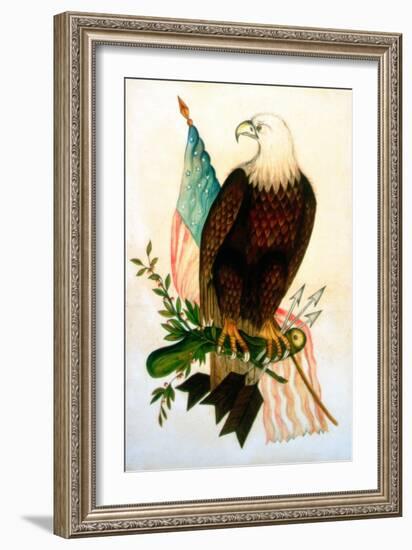 Bald Eagle with Flag-American School-Framed Giclee Print