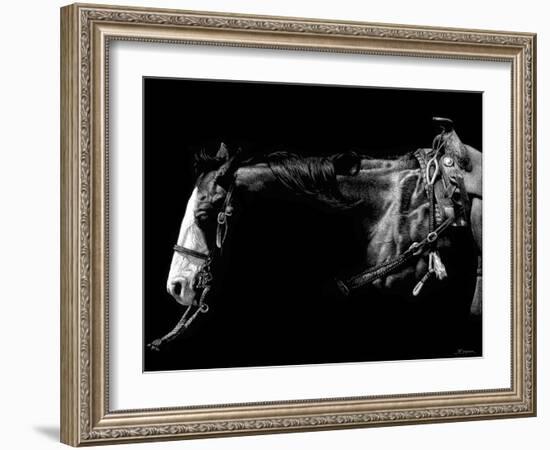 Baldfaced Bulldogger-Julie Chapman-Framed Art Print