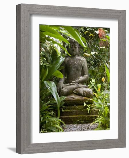 Bali, Ubud, a Statue of buddha Sits Serenely in Gardens-Niels Van Gijn-Framed Photographic Print