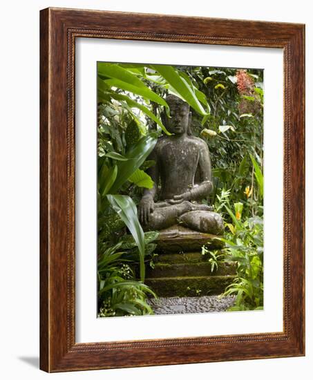 Bali, Ubud, a Statue of buddha Sits Serenely in Gardens-Niels Van Gijn-Framed Photographic Print