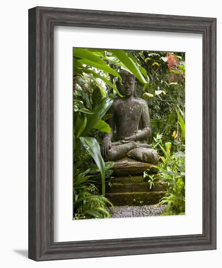 Bali, Ubud, a Statue of buddha Sits Serenely in Gardens-Niels Van Gijn-Framed Photographic Print