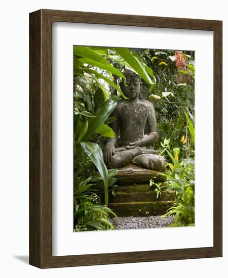 Bali, Ubud, a Statue of buddha Sits Serenely in Gardens-Niels Van Gijn-Framed Photographic Print