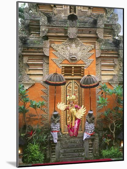 Balinese Dancer Wearing Traditional Garb Near Palace Doors in Ubud, Bali, Indonesia-Jim Zuckerman-Mounted Photographic Print