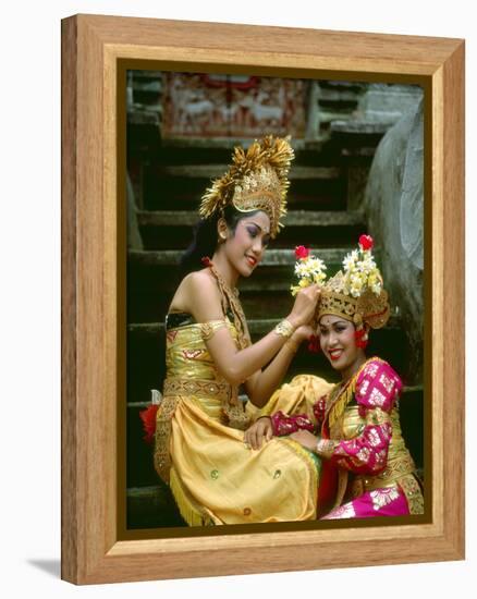 Balinese Dancers in Front of Temple in Ubud, Bali, Indonesia-Jim Zuckerman-Framed Premier Image Canvas