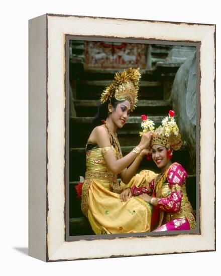 Balinese Dancers in Front of Temple in Ubud, Bali, Indonesia-Jim Zuckerman-Framed Premier Image Canvas