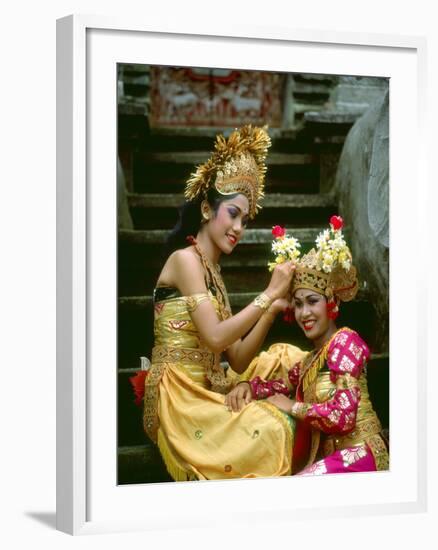 Balinese Dancers in Front of Temple in Ubud, Bali, Indonesia-Jim Zuckerman-Framed Photographic Print