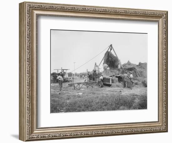 Baling Hay Near Prosser, WA, Circa 1914-B.P. Lawrence-Framed Giclee Print