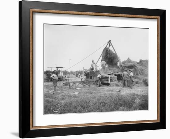 Baling Hay Near Prosser, WA, Circa 1914-B.P. Lawrence-Framed Giclee Print