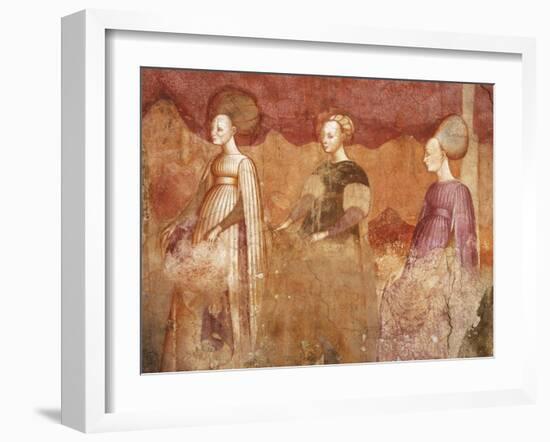 Ball Game, Detail from Games of the Borromeo Nobles Fresco Cycle-Michelino Da Besozzo-Framed Giclee Print