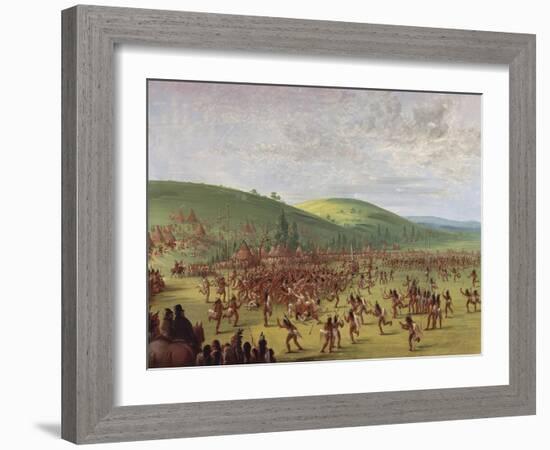 Ball Games in Native American Village-George Catlin-Framed Giclee Print