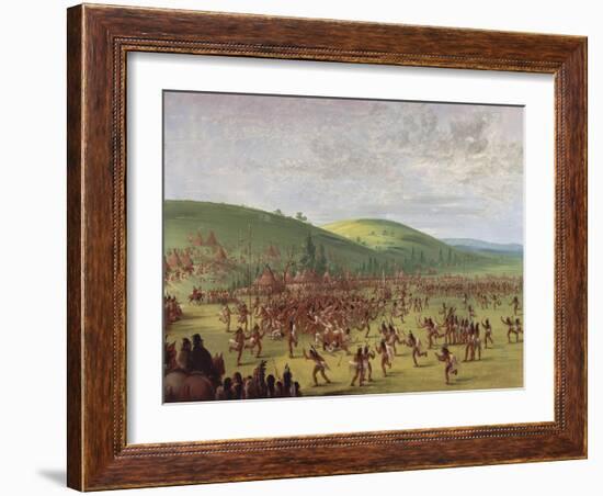 Ball Games in Native American Village-George Catlin-Framed Giclee Print