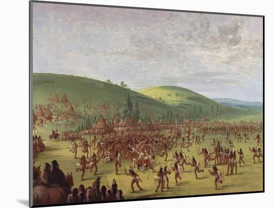 Ball Games in Native American Village-George Catlin-Mounted Giclee Print