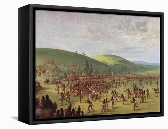 Ball Games in Native American Village-George Catlin-Framed Premier Image Canvas