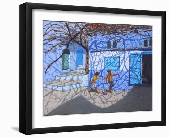 Ball games in the street,Chefchaouen,Morocco , 2018-Andrew Macara-Framed Giclee Print