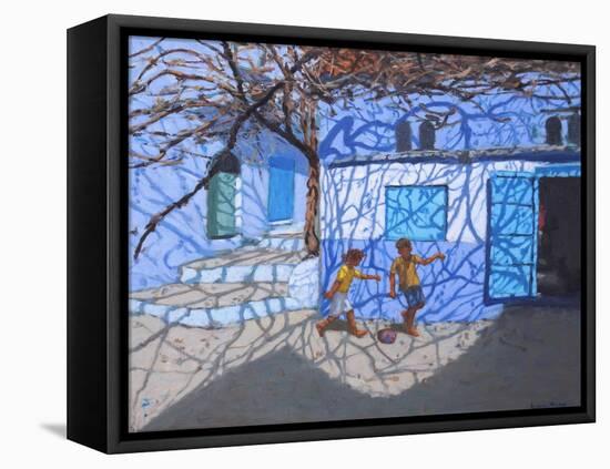 Ball games in the street,Chefchaouen,Morocco , 2018-Andrew Macara-Framed Premier Image Canvas