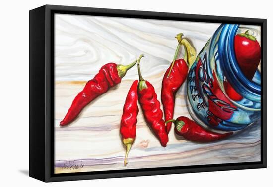 Ball Jar Red Peppers-Jennifer Redstreake Geary-Framed Stretched Canvas