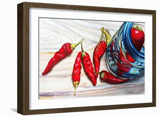 Ball Jar Red Peppers-Jennifer Redstreake Geary-Framed Art Print