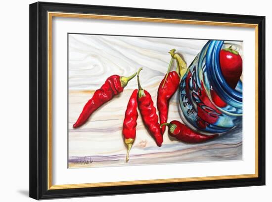 Ball Jar Red Peppers-Jennifer Redstreake Geary-Framed Art Print