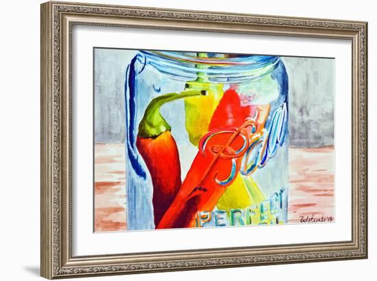 Ball Jar with Tree Peppers-Jennifer Redstreake Geary-Framed Art Print