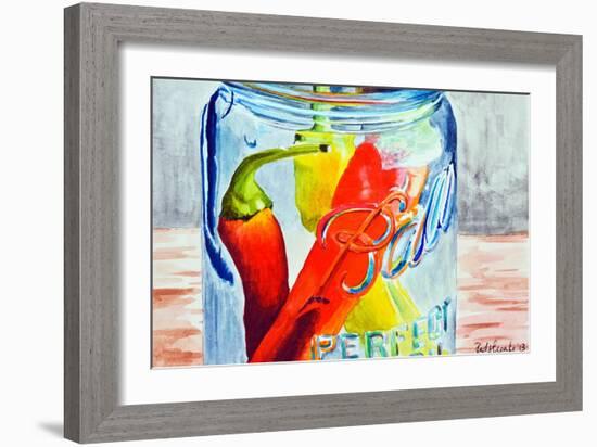 Ball Jar with Tree Peppers-Jennifer Redstreake Geary-Framed Art Print