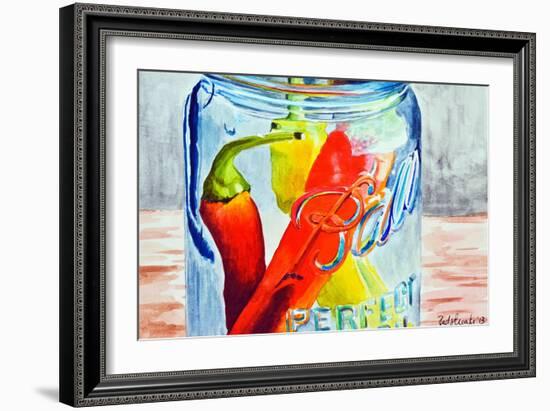 Ball Jar with Tree Peppers-Jennifer Redstreake Geary-Framed Art Print