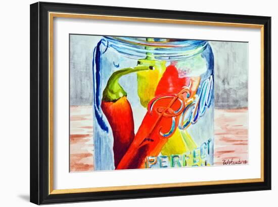 Ball Jar with Tree Peppers-Jennifer Redstreake Geary-Framed Art Print