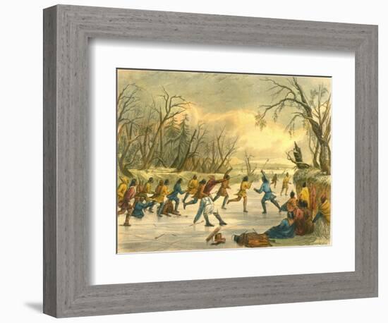Ball Play on the Ice, 1853-Seth Eastman-Framed Giclee Print