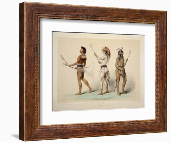 Ball Players, from Catlin's North American Indian Portfolio. Hunting Scenes and Amusements of the R-George Catlin-Framed Giclee Print