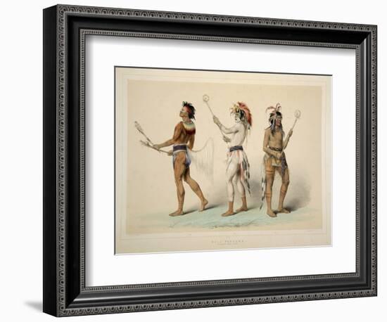 Ball Players, from Catlin's North American Indian Portfolio. Hunting Scenes and Amusements of the R-George Catlin-Framed Giclee Print