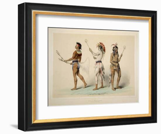 Ball Players, from Catlin's North American Indian Portfolio. Hunting Scenes and Amusements of the R-George Catlin-Framed Giclee Print