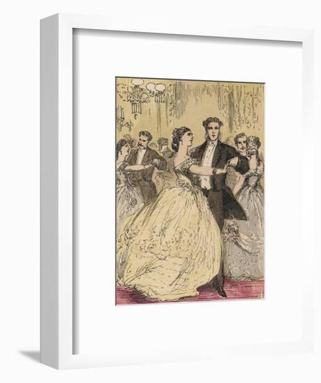 Ball Room Scene in the Days of Full Skirts-null-Framed Art Print