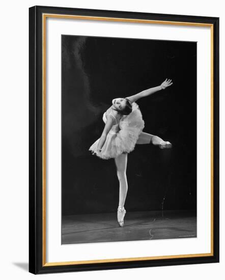 Ballerina Alicia Alonso in Attitude Renversee Position-Gjon Mili-Framed Premium Photographic Print