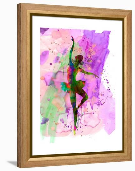 Ballerina Dancing Watercolor 1-Irina March-Framed Stretched Canvas